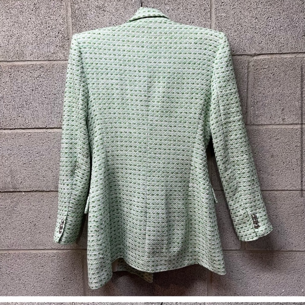 Zara Green and White Tweed Blazer - Picture 3 of 4